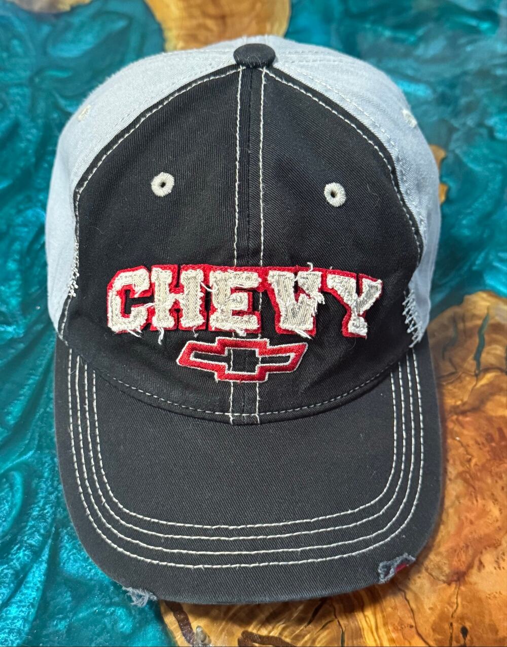Chevrolet Distressed Snapback Hat Cap Black Gray Red Licensed Chevy Truck